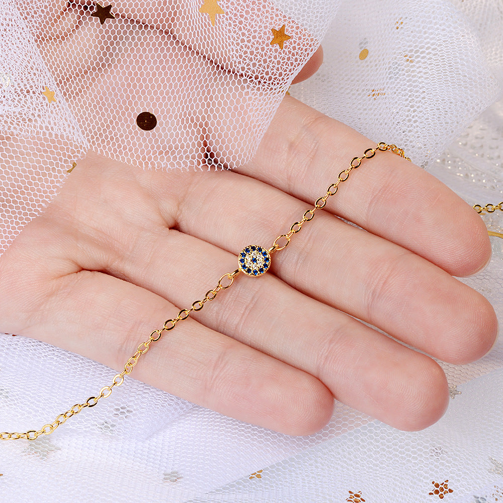 Nazar Battu Blue Studded Evil Eye Rose Gold Color Bracelet with Black –  Cenora Jewellery
